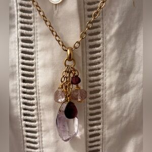 Multi-colored Purple Amythest 23” crystal cascade pendant with chain